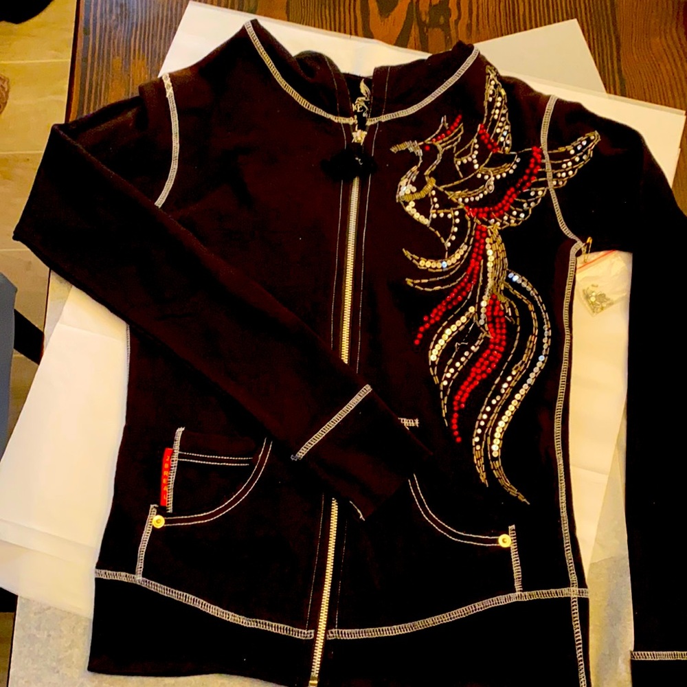 Sz small Distressed hooded zip jacket Brand New